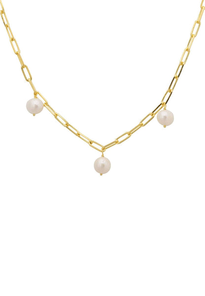 Latelita London Amelia Three Pearl Necklace Gold