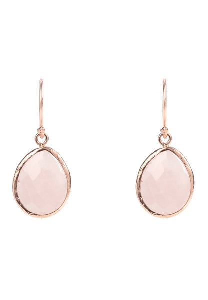 Latelita London Petite Drop Earrings Rose Quartz Rosegold