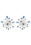 Latelita London Cosmic Bang Baguette Cz Stud Earrings Sapphire Blue Cz Silver