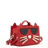 SUSU Leather Cat Bag Red Crossbody