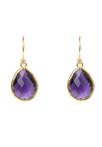 Latelita London Petite Drop Earrings Amethyst Hydro Gold