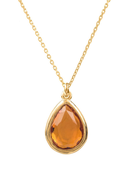 Latelita London Pisa Mini Teardrop Necklace Gold Citrine