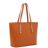 SUSU Brown Leather Shoulder Tote Bag