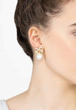 Latelita London Baroque Pearl Ribbon and Bows Drop Earrings Gold