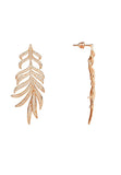 Latelita London Feathered Leaf Statement Drop Earrings Rosegold