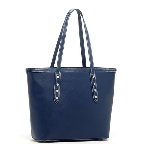 Susu Blue Leather Shoulder Tote Bag