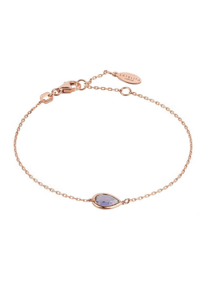 Latelita London Pisa Mini Teardrop Bracelet Rosegold Amethyst