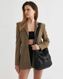 STITCH & HIDE WASHED LEATHER AVALON CROSSBODY BAG BLACK  - FREE WALLET POUCH