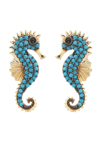 Latelita London Seahorse Turquoise Earrings Gold