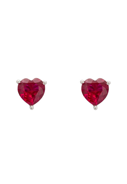 Latelita London Amore Heart Stud Earrings Ruby Silver