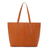 SUSU Brown Leather Shoulder Tote Bag