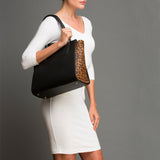 SUSU Jody Black Leather Shoulder Tote Bag