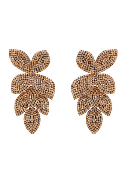 latelita London Petal Cascading Flower Earrings Rosegold Champagne