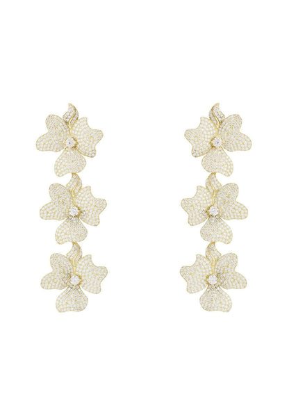 Latelita London Jasmine Flower Triple Drop Earrings Gold