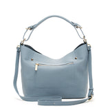 SUSU Lauren Faded Denim Leather Hobo Shoulder Bag Blue