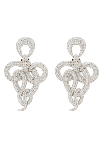 Latelita London Viper Snake Drop Earrings Silver White