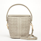 SUSU Anna Woven Leather Shoulder Crossbody Bag Grayish Beige