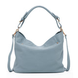 SUSU Lauren Faded Denim Leather Hobo Shoulder Bag Blue