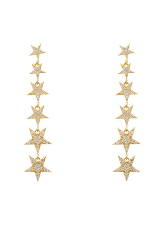 Latelita London Graduated Star Drop Earrings Gold