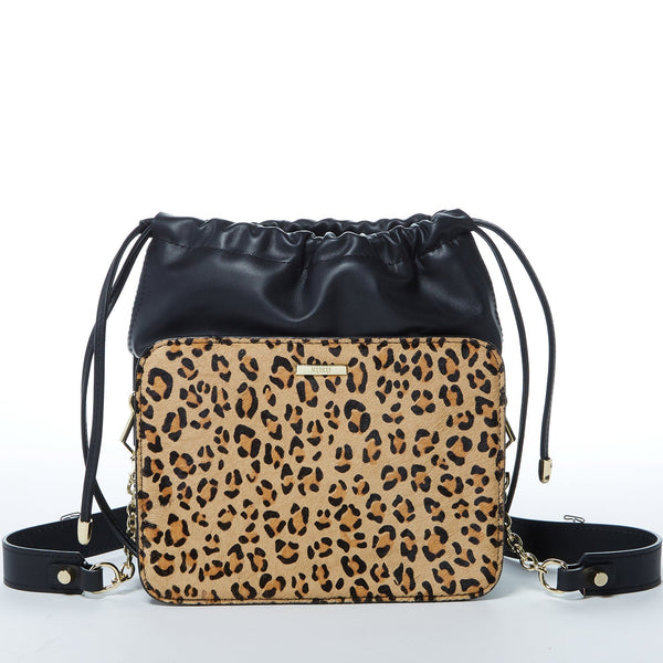 SUSU Patricia Black Leopard Leather Shoulder Bag