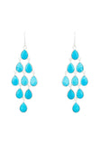 Erviola Gemstone Cascade Earrings Silver Turquoise