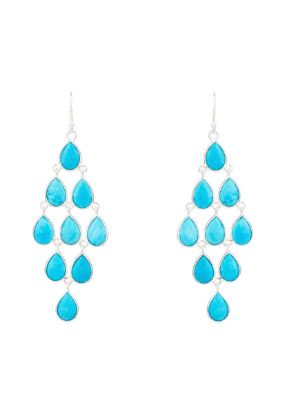 Erviola Gemstone Cascade Earrings Silver Turquoise