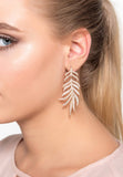 Latelita London Feathered Leaf Statement Drop Earrings Rosegold