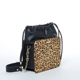 SUSU Patricia Black Leopard Leather Shoulder Bag