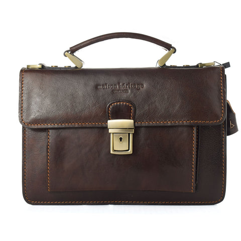 Women's Handbag Maison Heritage EDMOND-MARRON-FONCE Brown 26 x 18 x 8 cm-0