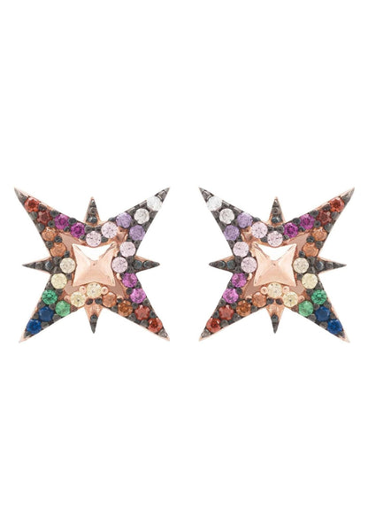 Latelita London North Star Rainbow Stud Earrings Rosegold