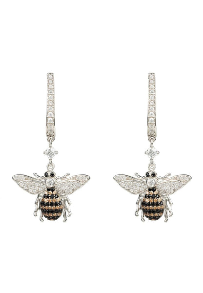 Latelita London Honey Bee Drop Earrings Silver