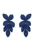 Latelita London Petal Cascading Flower Earrings Gold Sapphire Cz