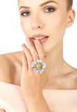 Latelita London Pansy Flower Blue Ring Gold