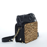 SUSU Patricia Black Leopard Leather Shoulder Bag