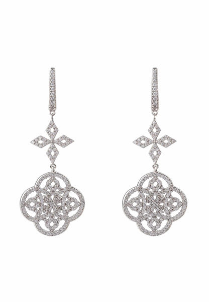 Latelita London Celtic Knot Clover Drop Earrings Silver