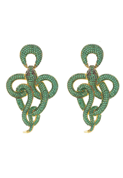 Latelita London Viper Snake Drop Earrings Gold Emerald