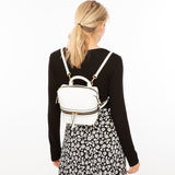 SUSU Ashley Small White Leather Convertible Backpack Shoulder Bag