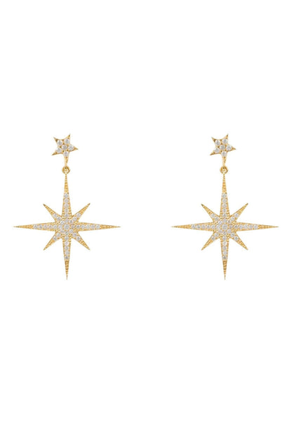 Latelita London Petite Star Burst Drop Earrings Gold