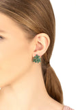 Latelita London Flowers Large Stud Earrings Gold Emerald Green