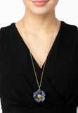 Latelita London Poppy Pendant Necklace Gold Sapphire Blue Cz