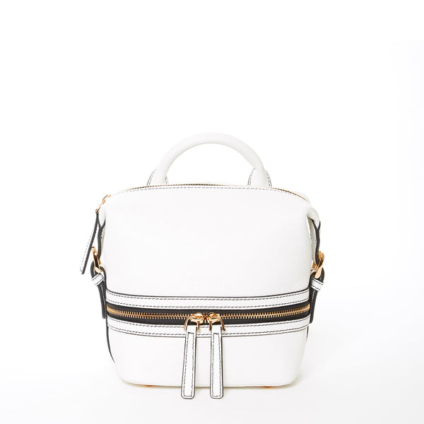 SUSU Ashley Small White Leather Convertible Backpack Shoulder Bag