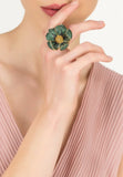 Latelita London Poppy Flower Green Ring Gold