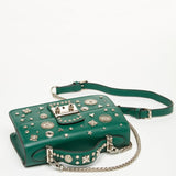 SUSU The Hollywood Studded Leather Crossbody Bag Ever green