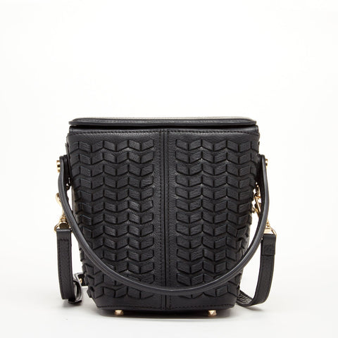 Susu Anna Woven Leather Shoulder Bag Black