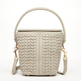 SUSU Anna Woven Leather Shoulder Crossbody Bag Grayish Beige