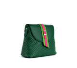 Gunas New York Kate Green Vegan Basket Weave Shoulder Bag