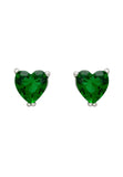 Latelita London Asscher Cut Heart Stud Earrings Silver Emerald