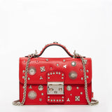 SUSU The Hollywood Studded Leather Crossbody Bag Red