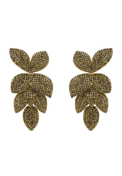 Latelita London Petal Cascading Flower Earrings Gold Peridot Cz