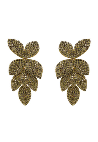 Latelita London Petal Cascading Flower Earrings Gold Peridot Cz